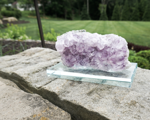 Amethyst Geode Cluster with Glass Stand