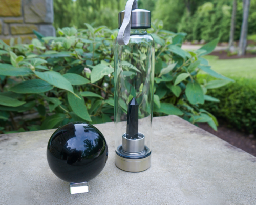 Crystal Water Bottle - Black Obsidian