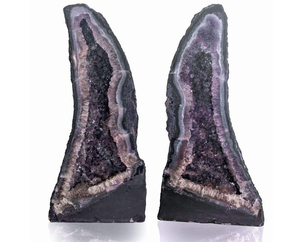 Prasiolite Geode "Angel Wings" with Green Amethyst