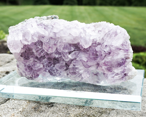 Amethyst Geode Cluster with Glass Stand